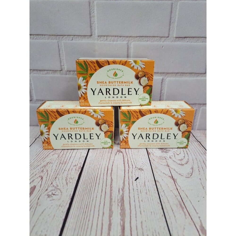 3 Pack- Yardley London Shea Buttermilk Sensitive Skin Naturally Moisturizing Bar